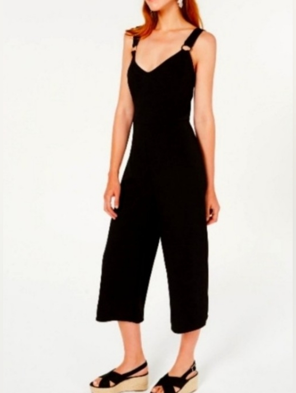 Boho Sleeveless Black Knit Cropped Jumpsuit Women's